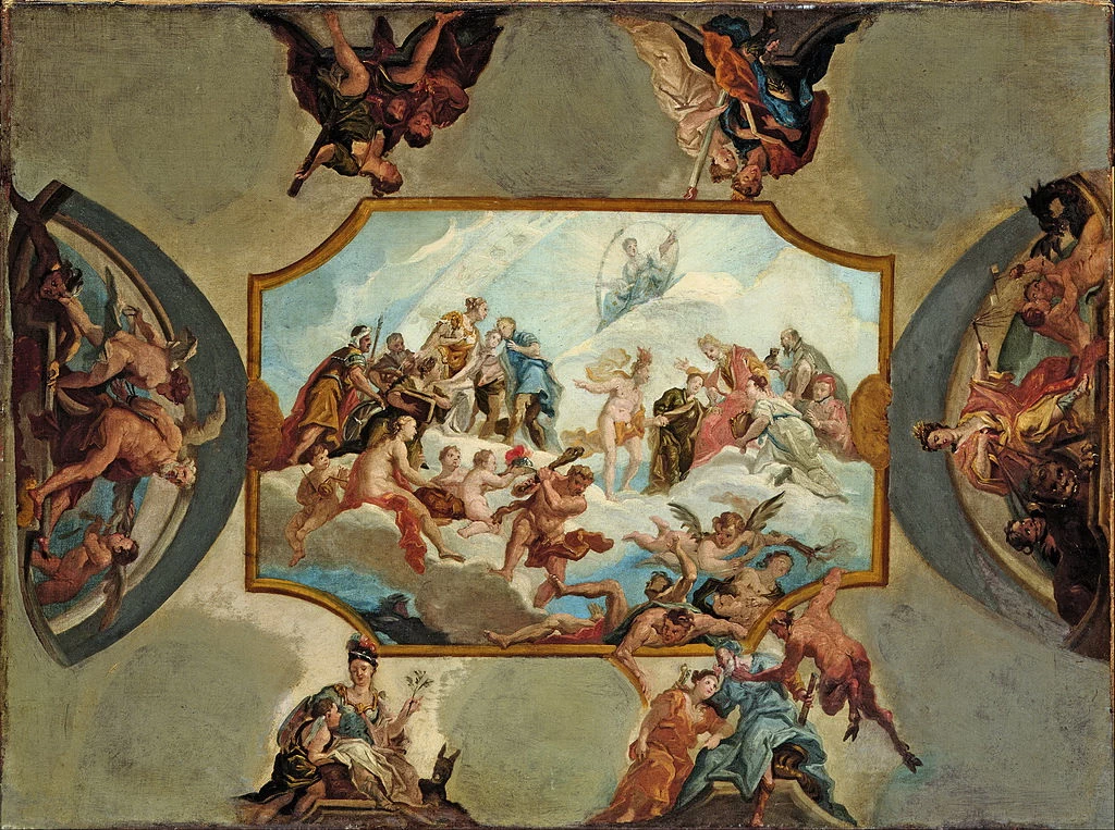 Riverenza all'elettore Johann Wilhelm von der Pfalz - Progetto per un dipinto del soffitto per il castello di Bensberg